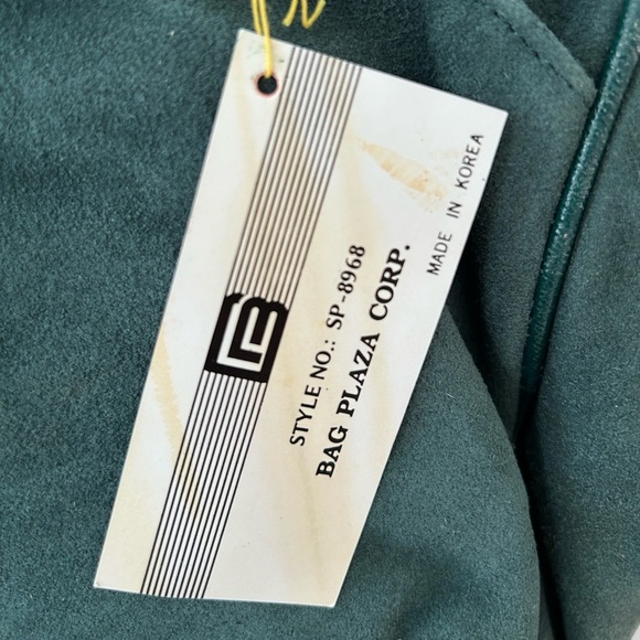 Vintage Emerald Green Suede Womens Bag Top handle detachable shoulder strap NWT - Picture 4 of 12